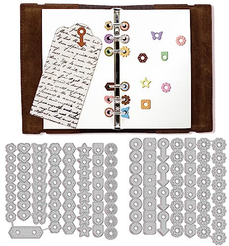 GLOBLELAND Seitenlasche Lochverstärkung Stanzformen Für DIY Scrapbooking Metall Geometrische Basteldesigns Stanzungen Prägeschablonen Vorlage Für Die Papierkartenherstellung