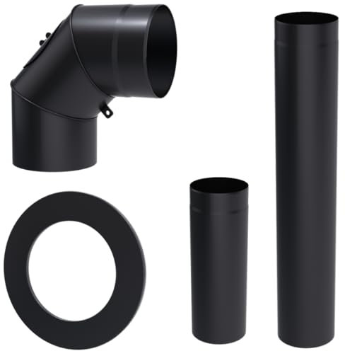 KRATKI Kit di montaggio in acciaio nero fi180, per caminetti a legna