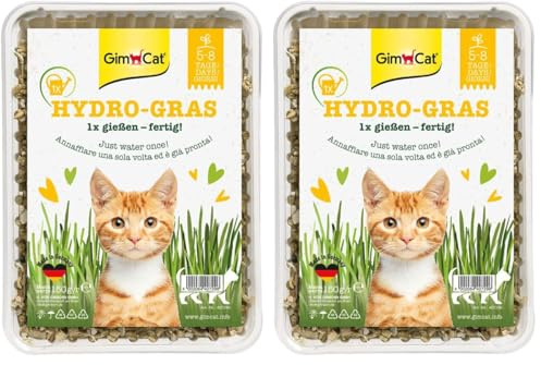 GimCat Hydro-Gras - Frisches Katzengras aus kontrolliertem Feldanbau in nur 5 bis 8 Tagen - 1 Schale (1 x 150 g) (Packung mit 2)