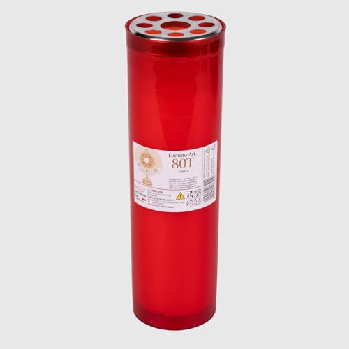 La Briantina Cimetière Cimetière 80T en paraffine Corpus Domini hebdomadaire, couleur rouge, 24 x ø 7 cm