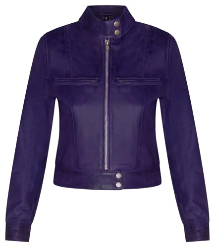 Infinity Leather Femmes Uni Pourpre cuir Veste de motard
