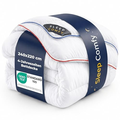 SLEEP COMFY Lusso Allergico Piumino Matrimoniale 4 Stagioni 240 x 220cm Con 2 Parti Combinabili, Invernale & Estivo, Trapunta Matrimoniale Mezza Stagione