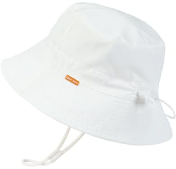 Creekstone Sombrero de sol para bebé, niño y niña, sombrero de pescador para niños, protección solar UPF 50+, sombreros de playa de verano para niños de 0 a 5 años, Blanco, 6-24 Months