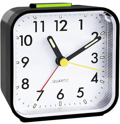 CNMTCCO Wecker,wecker analog ohne Ticken,batteriebetrieben, lauter Alarm,Schlummerfunktion,geräuschloser Betrieb, leuchtendes Display, tragbares Design für Tiefschläfer. (Schwarz)