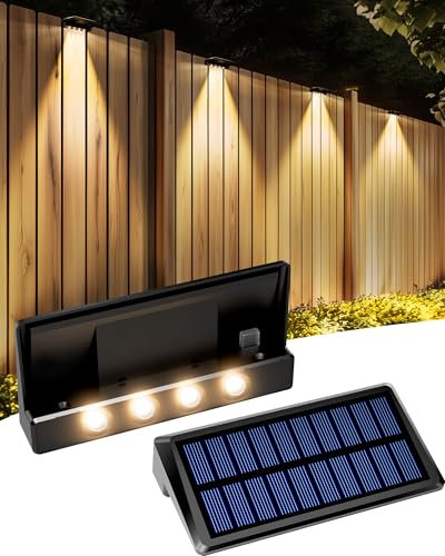 Asteria Solar Fence Lights Outdoor Garden 2Pack, Fence Light Outdoor Waterproof, Bright Solar Garden Decoration for Fences, Gardens, Terraces, Step. (Warm Light)