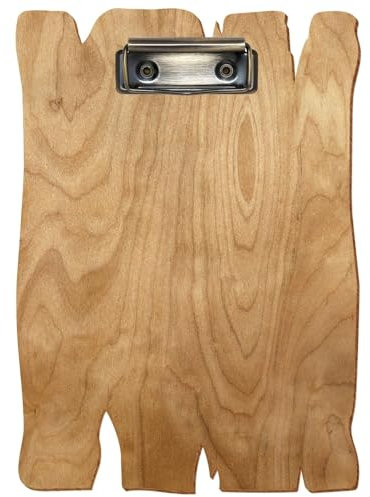 Bütic Holz Klemmbrett Holzbrettform Birke rustikal für DIN A3 A4 A5 A6 aus 3 mm Birkensperrholz und mit widerstandsfähigem Klarlack versiegelt