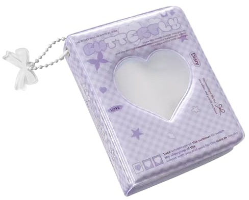 Photocard Album Book, 3 Inch Photocard Binder 40 Pockets, Small Photo Album Holder, Love Heart Hollow Photo Card Holder Book for Collecting Pictures, Business Cards, Tickets, Bank Cards