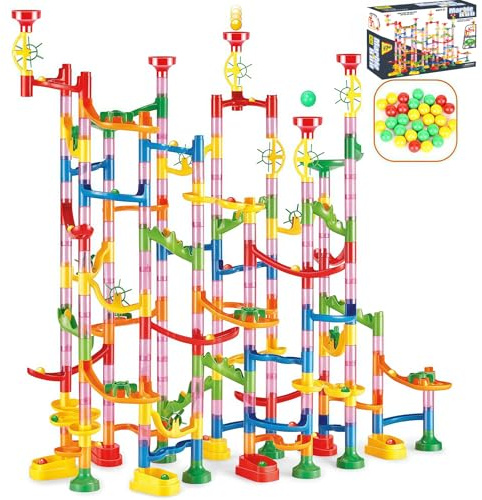 Muslecid Murmelbahn, 232 Stück Kugelbahn ab 3 Jahre, STEM pädagogisches Lernspielzeug, Marble Run Set für 3 4 5 6 7+ Jungen Mädchen, Geburtstage Weihnachten Urlaub