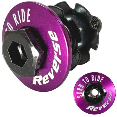 F26 Reverse Alu Top Cap MTB Dirt Barspin Steuersatzkappe Freestyle Rotor M10 Hohl Schraube für Bremszug Leitung (Lila)