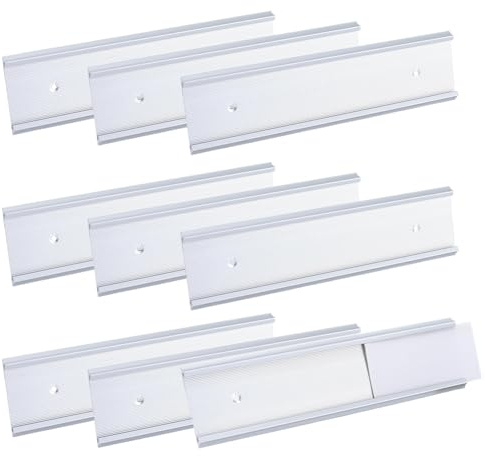 NBEADS 10 soportes de aluminio para placa de nombre, 25 x 6,2 cm, soporte de pared con cinta adhesiva de doble cara, estante para placa de identificación para puerta de oficina, sala de reuniones de