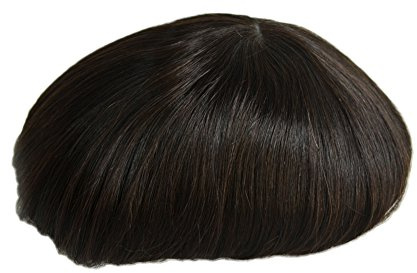 AIRAO Tutta La pelle PU Poli Toupet Parrucchino Sostituzione Protesi Capelli Uomini Parrucche Sbiancato Nodi Invisibile Aspetto Naturale- Capelli Umani Indiani #1B (Naturale Nero)