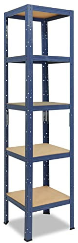 shelfplaza® 155x30x30cm HOME Schwerlastregal blau/Metallregal mit 5 Böden/Kellerregal Metall, Garagenregal, Werkstattregal oder Regal Lagerregal/Steckregal Metall mit 175kg Tragkraft