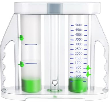 Atemtrainer mit E-Book für Atemübungen - Lungentrainer - Kammer Atemübungsgerät | Therapie bei Atemwegsproblemen der Lunge und Bronchien | Logopädie Ergotherapie Lungetrainer (Profi 5000 Vol)