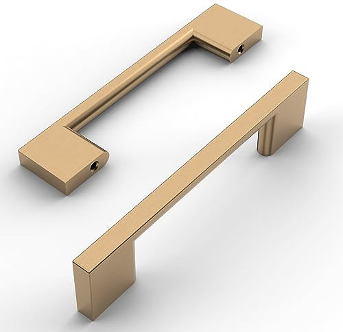 Amerdeco 10 Stück Möbelgriffe Champagner Gold, 96mm Lochabstand, Aluminiumlegierung Schubladengriffe & Schrankgriffe für Küchenschränke & Kleiderschränke UK0035