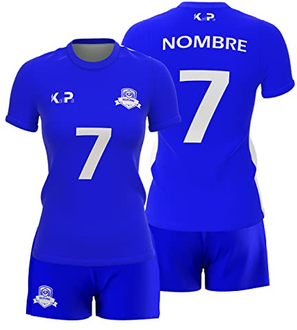 KALLPA Equipación Deportiva de Voleibol Personalizada. Unisex niños y Adultos. Camiseta y calzona. Personaliza con tu Nombre, Escudo y número (Azul Royal)