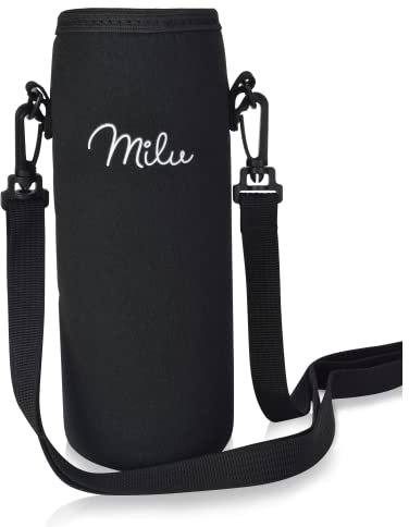 Milu Neoprentasche für Edelstahl Trinkflache 350ml, 500ml, 750ml, 1000ml - Ersatzteil - Tasche Isolierflasche für Unterwegs - mit Trageschlaufe (1000ml)
