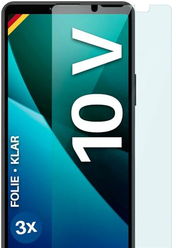 moex für Sony Xperia 10 V Schutzfolie Displayschutz Folie Ultra-klar HD 0,2 mm kompatibel mit jeder Hülle, Anbringen ohne Blasen, Handyfolie Extra Kratzfest, FlexProtect 3 Stück