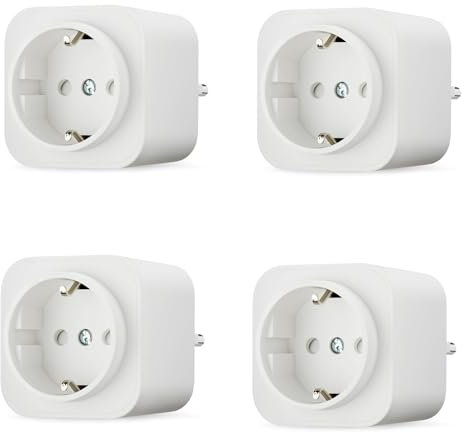 Amazon Basics Smart WLAN-Steckdose Wi-Fi für EU-Steckdose, für den Innenbereich, nur kompatibel mit Alexa, Weiß, 4 Stück