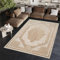 TAPISO Ares Teppich Kurzflor Glänzend Braun Beige Ornament Bordüre Barock Klassisch 3D Effekt Wohnzimmer Schlafzimmer ÖKO-TEX 250 x 350 cm