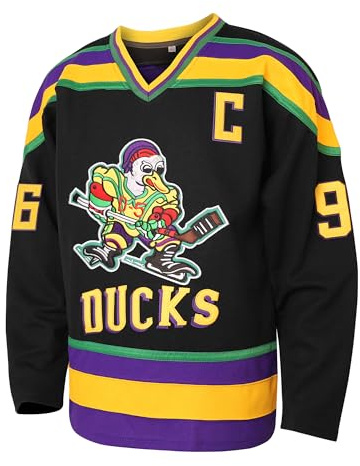 Charlie Conway 96 Mighty Ducks Jersey Stitched Movie Hockey Jersey für Herren Grün S-3XL, 96 Charlie Conway Schwarz, XL