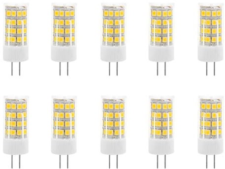 HUAMu G4 Led Lampen, G4 5W LED Leuchtmittel, Led Glühbirne 500 Lumen, Warmweiß 3000 K, 360 Grad Abstrahlwinkel, Entspricht 50 Watt Halogenlampen, AC/DC 12V, Nicht Dimmbar Kein Flimmern, 10er-Pack