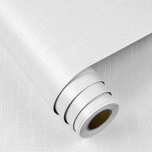 FunStick Papel Pintado Rayas Gris y Blanco Papel Pintado Pared Salon Moderno Papel Pintado Autoadhesivo Blanco y Gris Vinilo Adhesivo Pared Baño Papel Tapiz Paredes Blanco Cocina Habitacion 40CM×2M