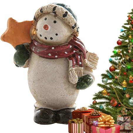 Figuras navideñas de muñeco de nieve, estatua de muñeco de nieve para interior | Figura navideña Muñeco de nieve de resina pintada | Decoración de centro de mesa, decoración de invierno, figuras de mu