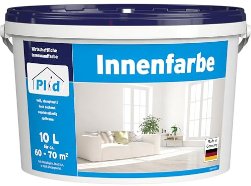 Plid® Väggfärg Vit [10 l] - Låg Lukt Bearbetning Diffusionbar Miljövänlig - Hög Opacitet Takfärg för att Förbättra Stretch