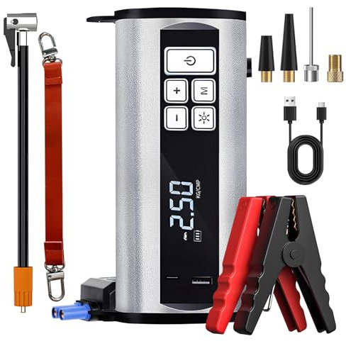 Car Jump Starter,Jump Starter Power Pack for 12V Vehicles with 150PSI Tyre Inflator,Portable Air Compressor(up to 6.0L Gasoline or 4.0L Diesel) with LED Torch and LED Display