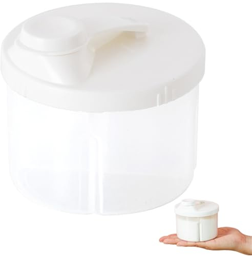 Zephyra Contenedor Portátil con 4 Compartimentos de 9.4×6×8.5 cm, Tapa Giratoria, Sin BPA, Dispensador Multifuncional para Alimentos Secos, Cereales y Snacks (Blanco)
