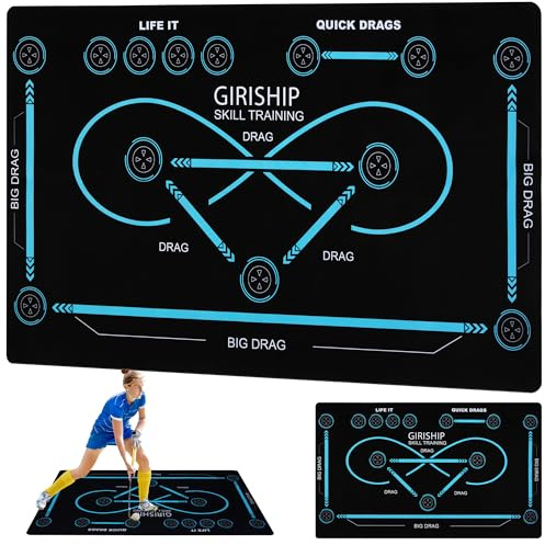 GIRISHIP 59 x 35.4 Hockey Training Mat - Field Hockey Control Mat with Anti-Slip Quiet Surface, Suitable for All Ages to Enhance Skills Training Enthusiasts (Blue, 59 x 35.4)