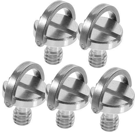 TOYZFRIENDY 5 pezzi Viti Montaggio Treppiede con Anello Ferro Nichelato Resistenti Ruggine per Fotocamere Compatibili con Accessori Cavalletto e Sgancio Rapido