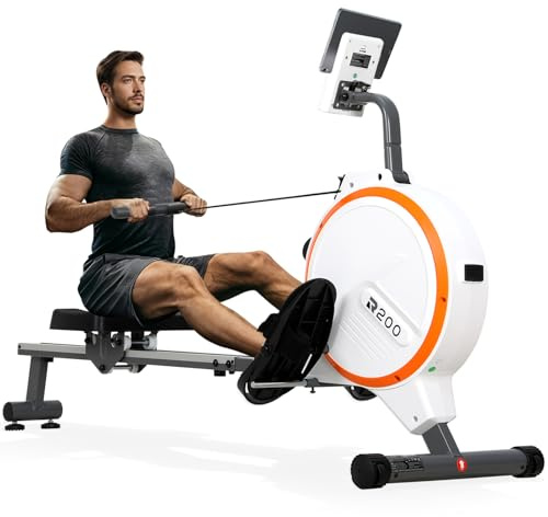 Novonova Rameur d'exercice Professionnel, Moniteur LCD, 16 Niveaux Résistance Magnétique, Structure en Acier, Siège Ergonomique, Rameurs pour Entraînement à Domicile, Rameur Appartement Silencieux