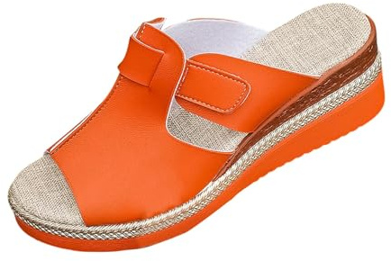 Plattformssandaler för kvinnor, dra på kil sandaler för kvinnor, öppen tå halkfri sandal fisk mun promenadsandal med fotvalvstöd tjock sula plattformsskor vardagliga sommarskor