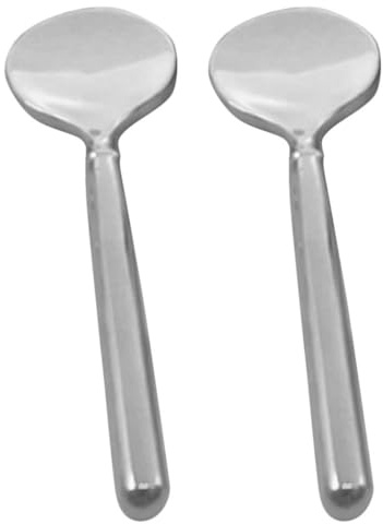 TEHAUX 2 Pièces Cuillère à Crème Yeux en Alliage de Zinc Argenté, Outil Compact et Portable pour Soins Cosmétiques, pour Trousse de Voyage et Paquet à Maquillage