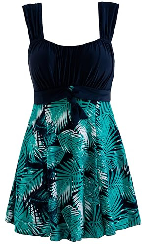 Wantdo Femme Maillot 1 Pièce Maillot de Bain Motifs de fougères Verts 50-52