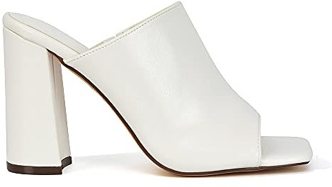 Womens High Heel Shoes Ladies Synthetic Leather Peeptoe Slip On Heeled Mules Size 3-8