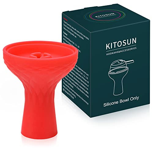 Cabezal Cazoleta de Silicona para Cachimba - Kitosun Accesorios para Shisha Phunnel Cabeza de silicio duradero de 70 grados, adecuada 15-20 gramos de sabor Colaboración con Lotus HMD (rojo)