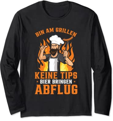Grill & Barbecue Saying BBQ Bin Am Grill Abfllug Long Sleeve T-Shirt