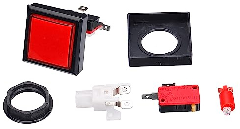 MECCANIXITY Starts Arcade Buttons ABS Square with Light Button for Game Machine Video Games Parts DC 12V Red