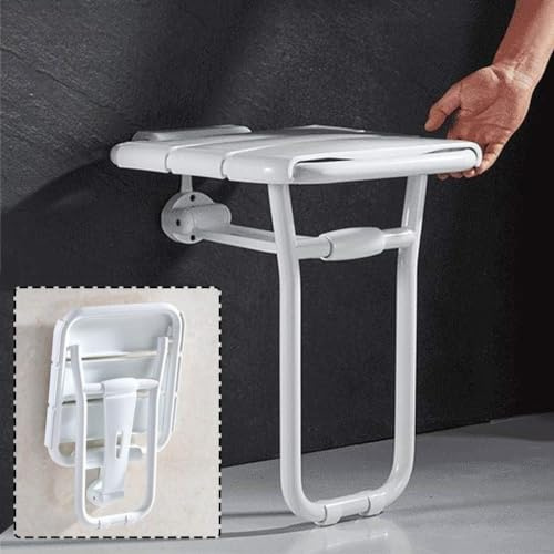Générique Mural Pliant Siège de Douche Rabattable Salle de Bain Tabouret et Chaise Pliable Banc de Bain pour handicapés pour Personne Forte antidérapants, Haut 48cm
