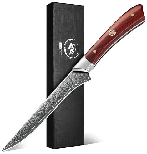 Dream Reach Damaszener Ausbeinmesser Professionelle Fischfiletiermesser Full Tang Entbeinungsmesser für Küche Haus