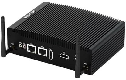 ESIMOER Industriell Mini Dator, Fläktlös Mini Dator Win11, Mini Dator Core i5-8350U, 16 GB RAM 128 GB SSD, 2 LAN, Dubbla 4K HD Skärmar, 2 RS232 COM, 8 USB, WiFi5, BT4.2 för Företag, Kontor, Hem
