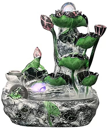 Desktop Waterfall Fountain Indoor Fountain Tabletop Fountain Waterfall Fountains Relaxation Water Feature Feng Shui Zen Meditation Desktop Fountain with Rotatable Ball and Pump for Home Office Indoor