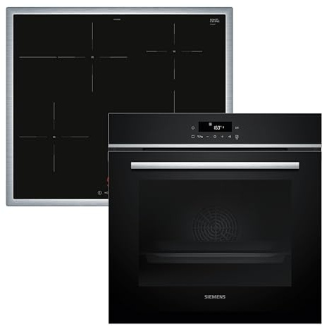 Siemens PQ613PIAA, iQ300 Einbau-Herd-Set, Bestehend aus HB572ABS3 Herd, 60 x 60 cm, Pyrolyse und Hydrolyse Selbstreinigung, Clipauszug & EH645BFB6E Induktionskochfeld, touchControl, Bräterzone