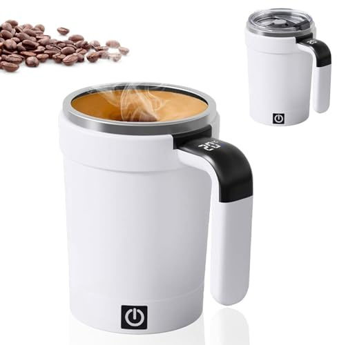 Tazza Automescolante - Tazza da Caffè Magnetica con Agitazione Automatica - Miscelatore Elettrico con Display Temperatura e Ricarica per Latte Cioccolata Tè Bevande da Bar e Picnic