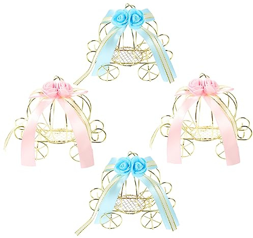 Anneome 4 Piezas Cajas para Dulces de Cajas Pequeñas Forma de Calabaza para Boda y Fiesta Contenedores Decorativos para y Regalos Colores Rosa y Azul