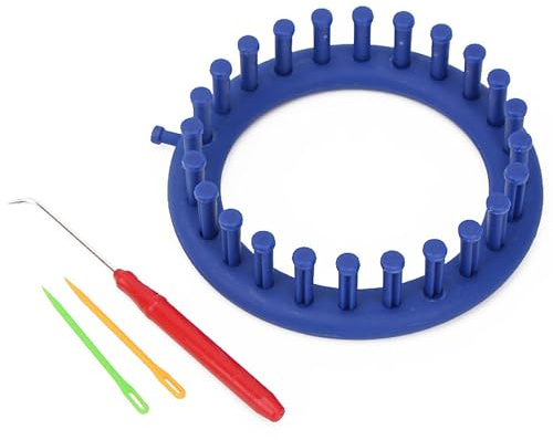 Round Knitting Looms Set, Scarf Suture Needle Knitting Looms with Hook Needle Kit, DIY Home Round Craft Tool for Hat Scarf Shawl Sweater Sock Blankets Knitter(Blue,Size:14cm)