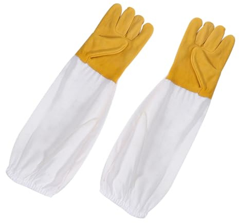 Kisangel Xxl Beekeeping Sheepskin Protective Gloves White Sturdy Work Gloves with Cape for Home and Outdoor Use Comfortable Lightweight Flexible Beekeeper Equipment