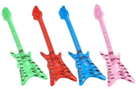 WHAMVOX Juego de 4 Guitarras Inflables de Rock para Fiestas Temáticas, Decoración Divertida y Portátil para Cumpleaños, Conciertos al Aire Libre y Eventos Musicales